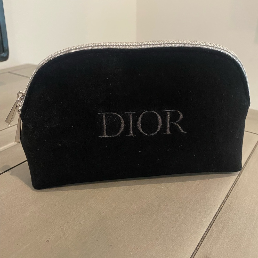 Dior black velvet pouch new in original box, zippers sealed